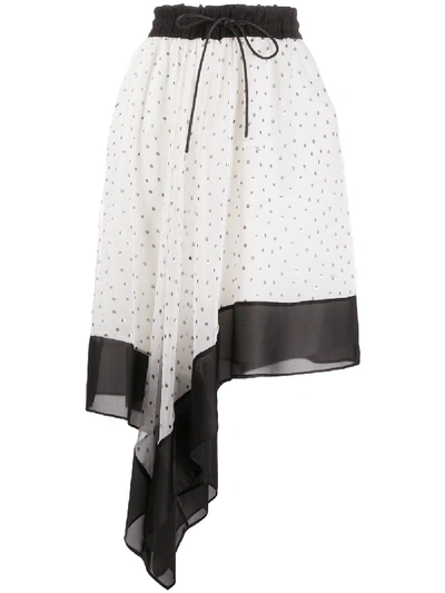 Sacai White And Black Asymmetric Skirt