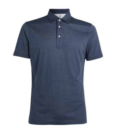 Brunello Cucinelli Cotton-linen Polo Shirt In Blue