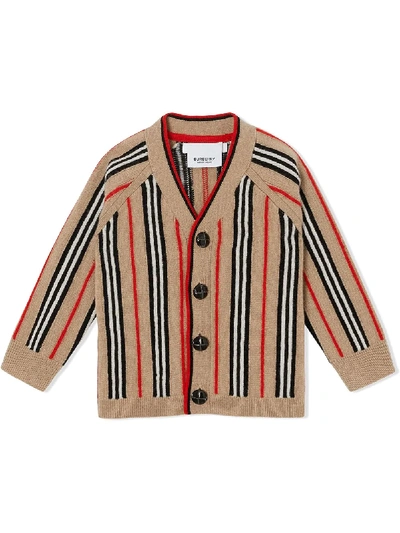 Burberry Babies' Kids Icon Stripe Cardigan In Beige