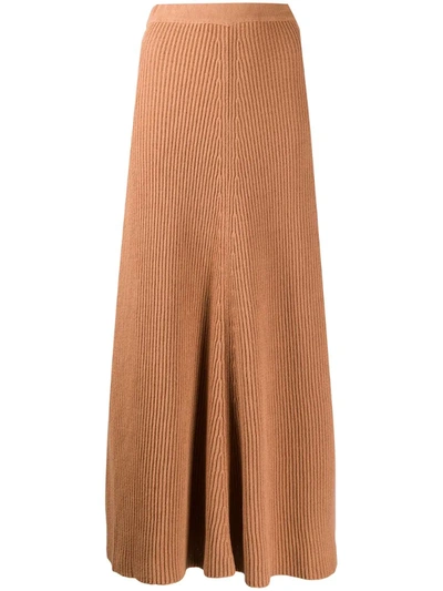 Joseph Cotton Maxi Knitted Skirt In Brown