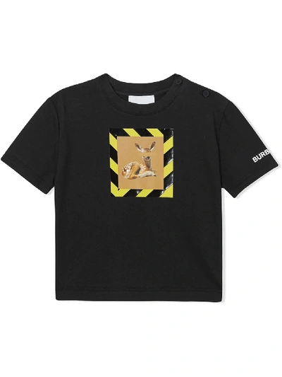 Burberry Babies' Kids Cotton Deer-print T-shirt (6-24 Months) In Black