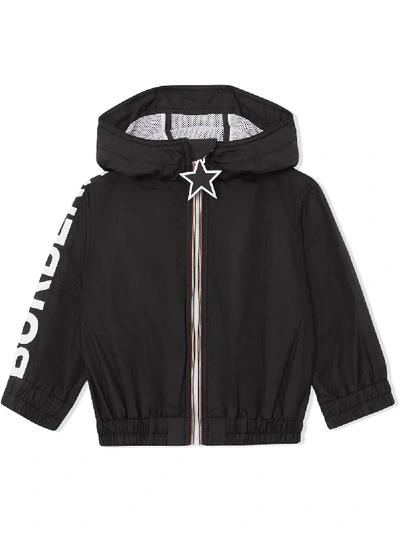 Burberry Babies' Kids Hooded Logo Jacket (6-24 Months) In Black