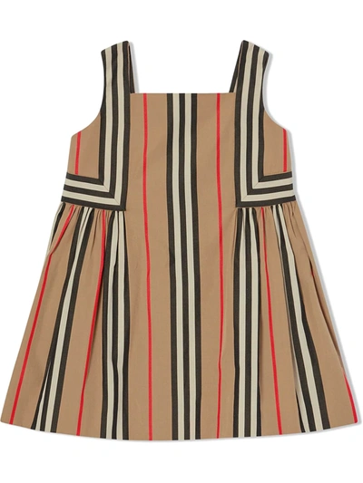 Burberry Babies' Kids Icon Stripe Cotton Dress (6-24 Months) In Neutrals
