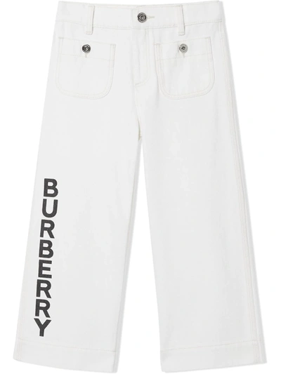 Burberry Kids Logo Print Japanese Denim Jeans (3-12 Years) In White