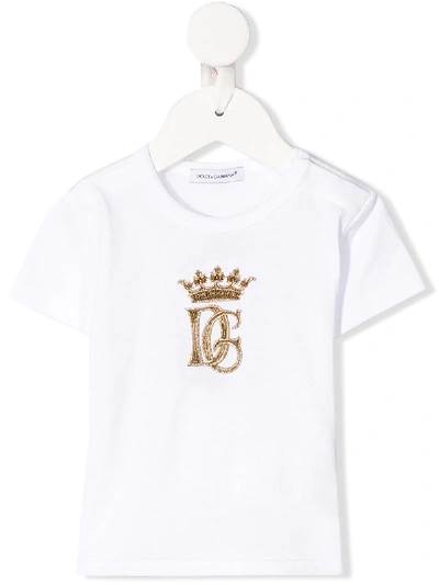 Dolce & Gabbana Babies' Kids Logo Crown T-shirt (3-30 Months) In White