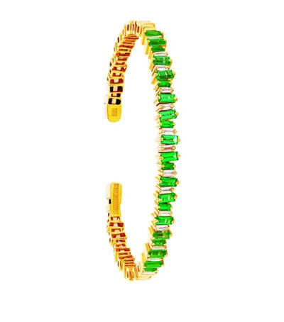 Suzanne Kalan Yellow Gold, Diamond And Emerald Fireworks Bangle