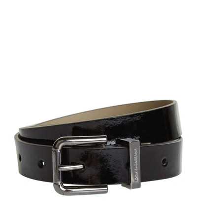 Dolce & Gabbana Kids Patent Logo Belt