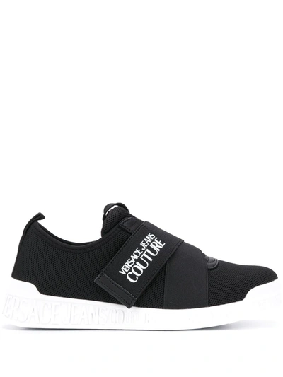 Versace Jeans Couture Logo Touch Strap Sneakers In Black