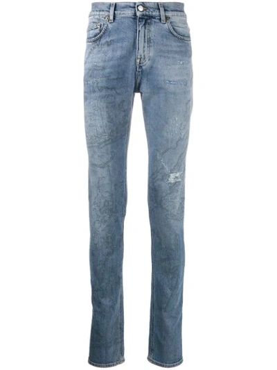 Buscemi Distressed Slim-fit Jeans In Blue