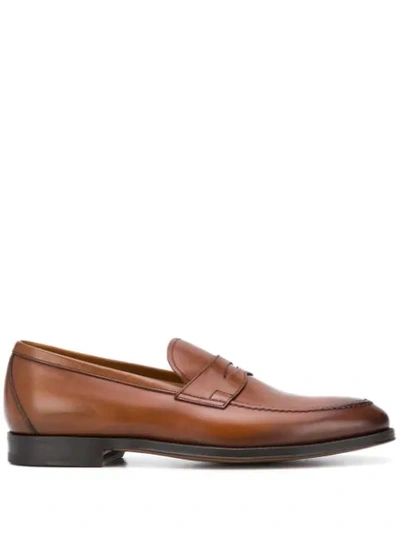 Scarosso Stefano Penny-slot Loafers In Brown