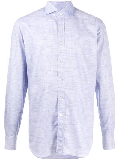 Xacus Pointed Collar Cotton Shirt In Blue