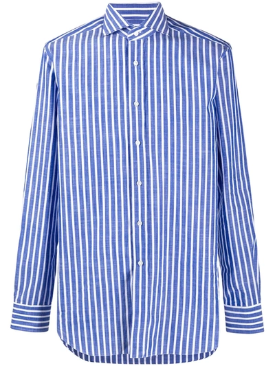 Xacus Striped Cotton Shirt In Blue