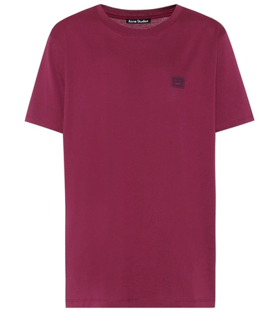 Acne Studios Face Patch Cotton T-shirt In Pink