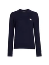 Acne Studios Face Embroidered Patch Wool Sweater In Navy
