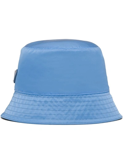 Prada Logo Plaque Bucket Hat In Blue