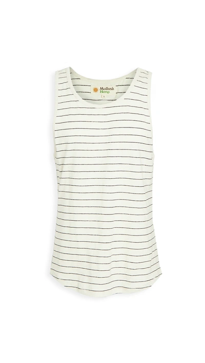 Mollusk Hemp Stripe Tank Top In Natural/navy