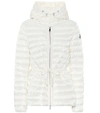 Moncler Raie Horizontal Drawstring Puffer Coat In White