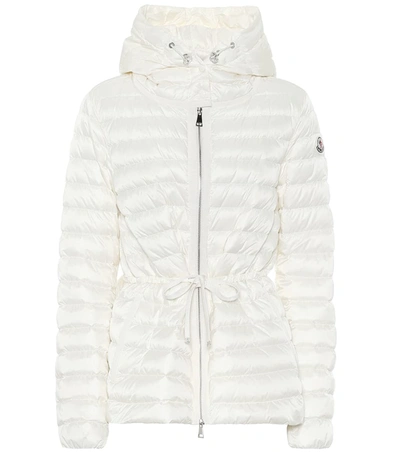 Moncler Raie Horizontal Drawstring Puffer Coat In White