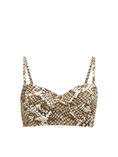 Norma Kamali Python Print Balconette Bikini Top In Grey Print