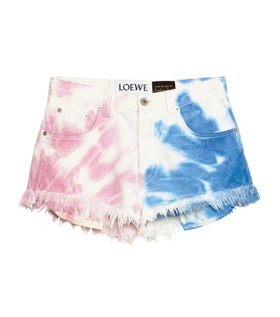 Loewe Paula's Ibiza Tie Dye Denim Shorts In Multicolor