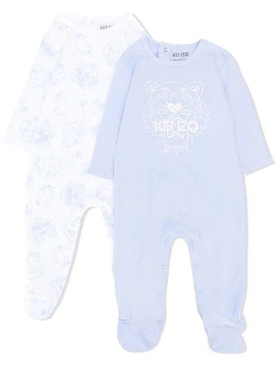 Kenzo Babies' Set Of 2 Icon Tiger All-in-ones And Bag Set (3-12 Months) In White