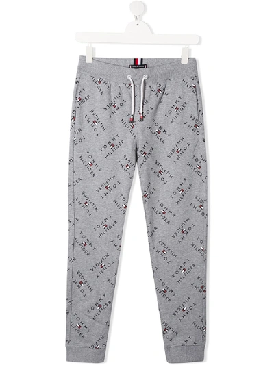 Tommy Hilfiger Junior Kids' All-over Logo Sweatpants (4-16 Years) In Grey