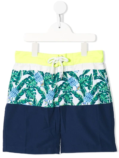 Sunuva Kids' Tropical Print Swim Shorts In Blue