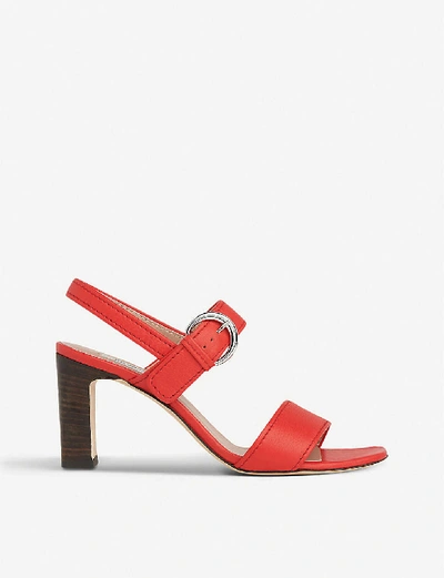Lk Bennett Natalie Heeled Leather Sandals In Red-red