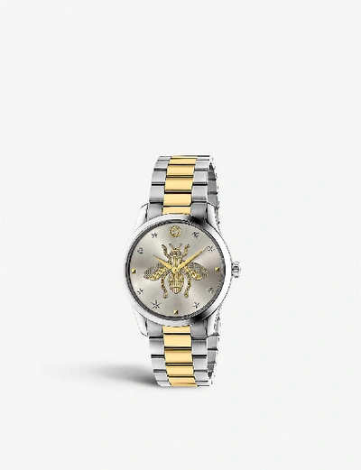 Gucci Women's G-timeless Stainless Steel & Yellow Gold Pvd Tiger Dial Bracelet Watch In Multi-coloured