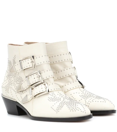 Chloé Women's Susanna Pointed-toe Studded Booties In White