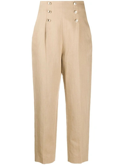 Sandro Parisale High-waisted Trousers In Brown
