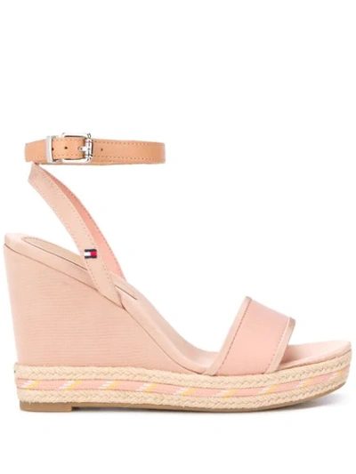 Tommy Hilfiger Ankle Strap Wedge Sandals In Neutrals