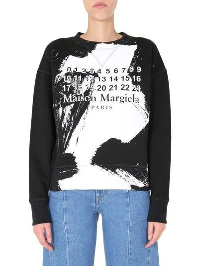 Maison Margiela Black And White Cotton Sweatshirt