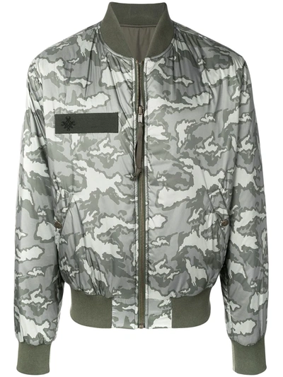Mr & Mrs Italy Windbreaker Reversible Camouflage Bomber In Slate Green Camouflage/olive