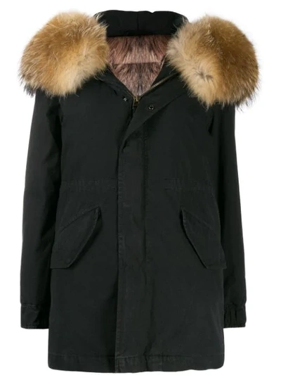 Mr & Mrs Italy Parka A-line With Fur And Padded Lining In London Green / Natural / Natural