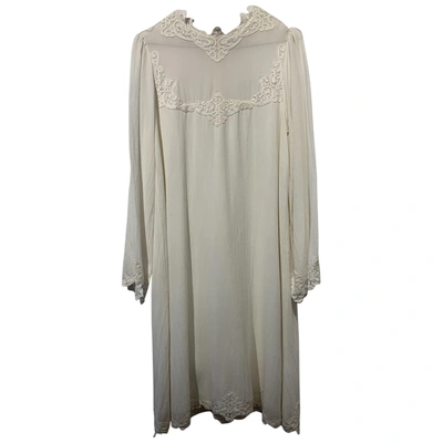 Pre-owned By Timo Hippie Chic Mid-length Dress In White
