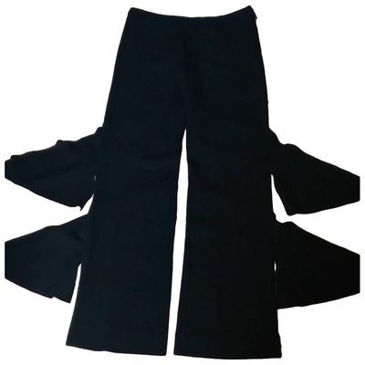 Pre-owned Valentino Wool Straight Pants In Black