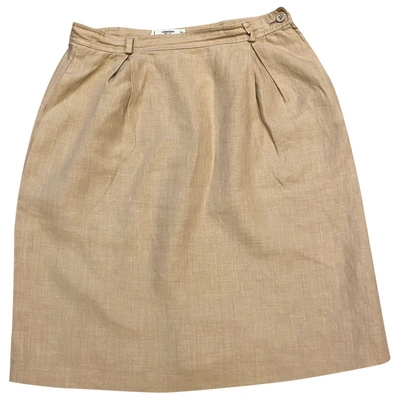 Pre-owned Valentino Linen Mid-length Skirt In Camel