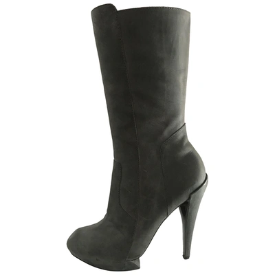 Pre-owned Nicholas Kirkwood Leather Ankle Boots In Anthracite