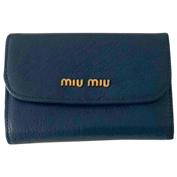 Pre-Owned Miu Miu Blue Leather Wallet | ModeSens