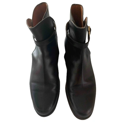 Pre-owned Jm Weston Black Leather Ankle Boots