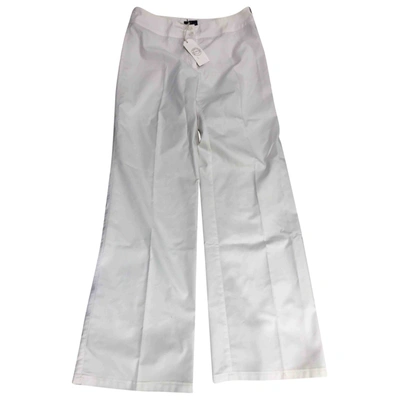 Pre-owned Trussardi Straight Trousers In White