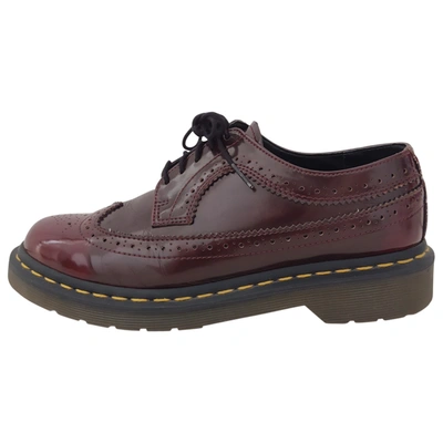 Pre-owned Dr. Martens 3989 (brogue) Faux Fur Lace Ups In Burgundy