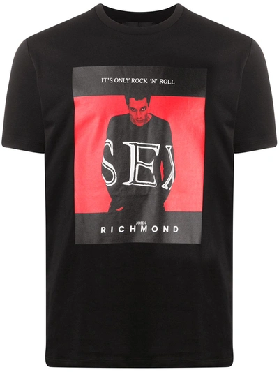 John Richmond It's Only Rock N' Roll Print T-shirt In Black