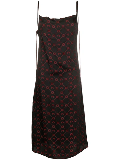 Marine Serre Embroidered Pattern Mid-length Dress In Black