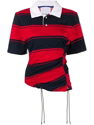 Koché Striped Short Sleeve Polo Shirt In Blue