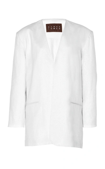 Albus Lumen Women's Sokol Oversized Linen Blazer In White,neutral