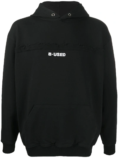 B-used Logo Embroidered Hoodie In Black