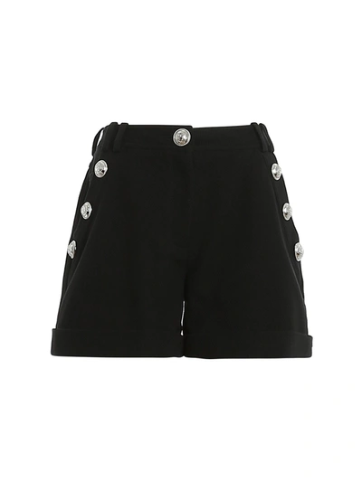 Balmain Button Detailed Cotton Shorts In Black