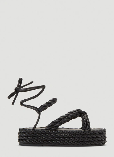 Valentino Garavani Twisted-leather Platform Sandals In Black